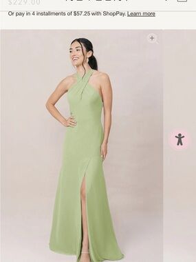 Revelry Athena Chiffon Dress in Matcha